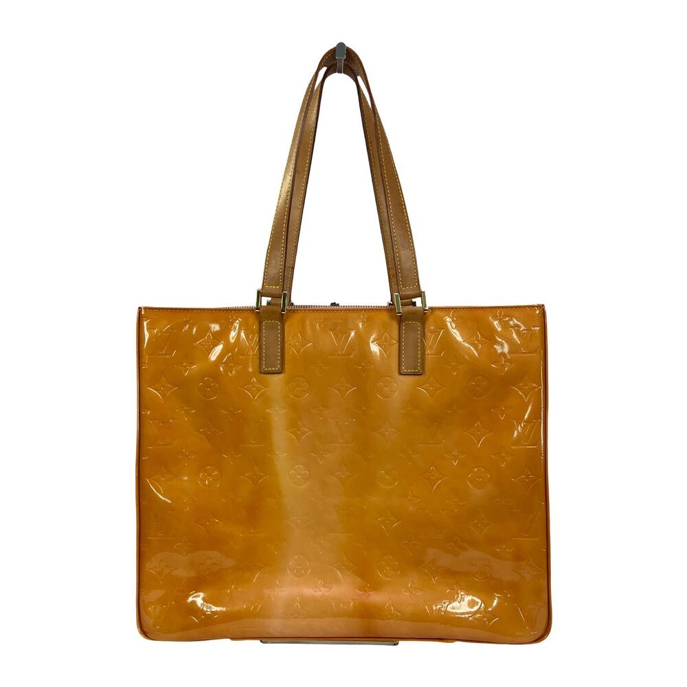 Louis Vuitton Vernis Houston Tote Bag Aged Yellow Patent Leather Monogram Pink
